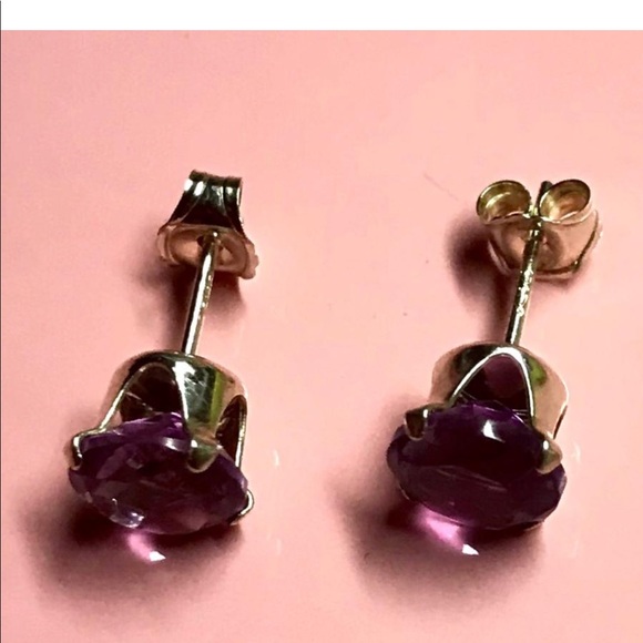 925 Sterling Silver 2CT EACH Genuine Amethyst - Picture 3 of 7